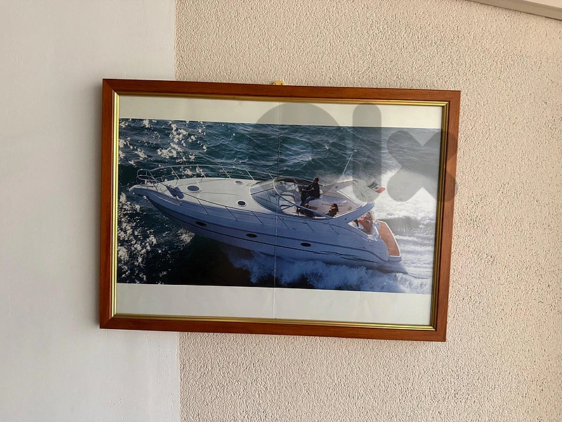 Luxury Open-Cockpit Motor Yacht Aerial Action Framed Print