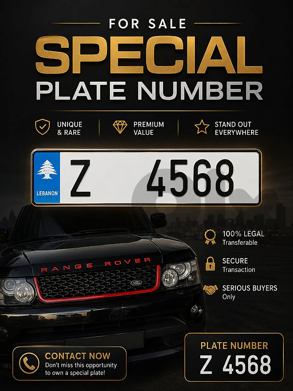 special plate number 4568Z