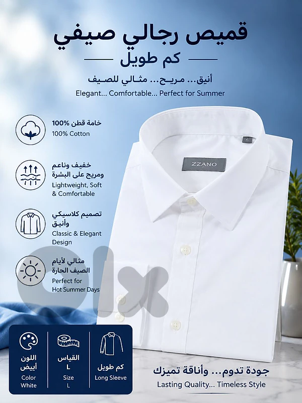قميص رجالي صيفي بأكمام طويلة Men’s Summer Long-Sleeve Shirt 👔