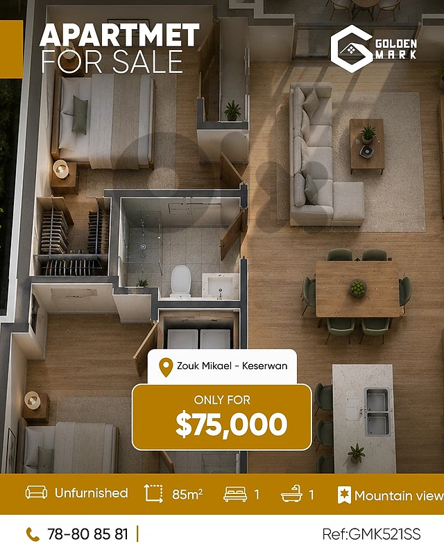 GMK521SS-Apartment For Sale In Zouk Mikael - شقةللبيع في زوق مكايل GMK521SS-Apartment For Sale In Zouk Mikael - شقةللبيع في زوق مكايل