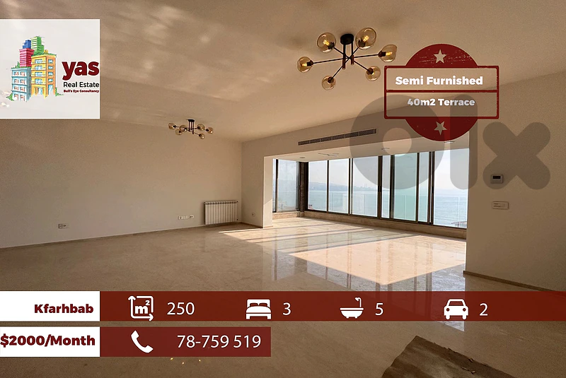 Kfarhbab 250m2 | 40m2 Terrace | Semi Furnished | Sea View | RH/IV