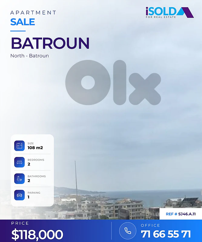 A 108 m2 apartment having an open sea view for sale in Batroun