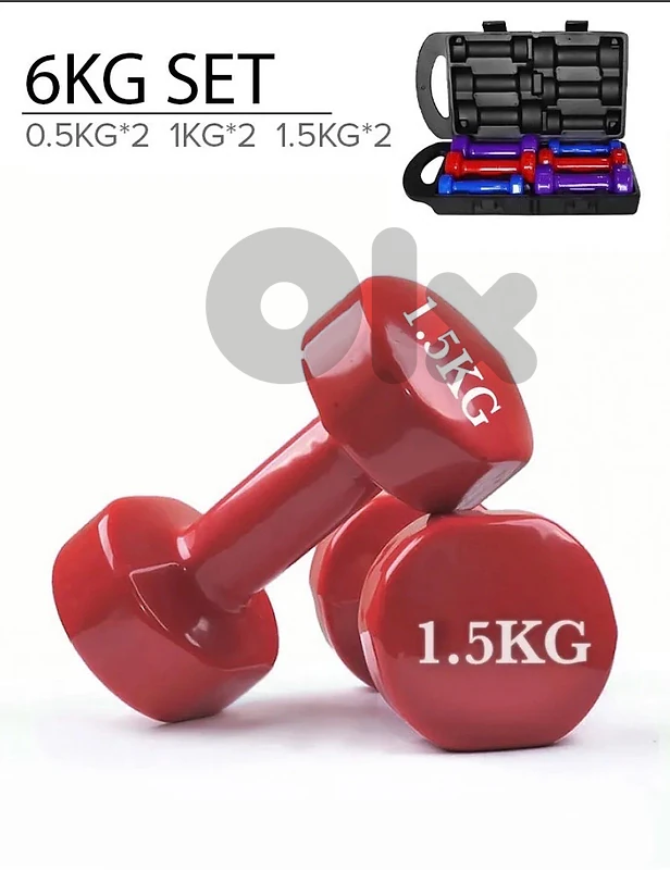 6Pcs 6Kg Vinyl Coated Dumbbells Set With Carry Case HJ-00265