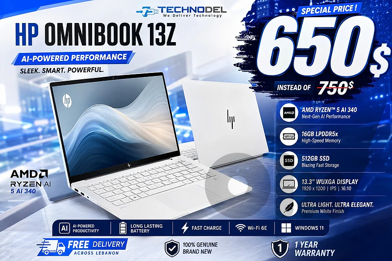 HP OMNIBOOK A LAPTOP ryzen 5 16GB 512gb ssd 13.3"