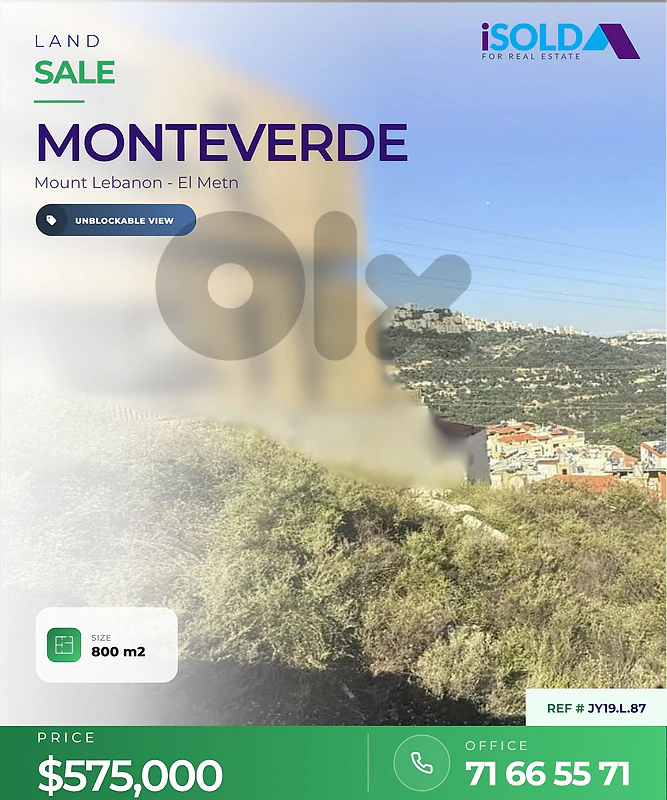 A 800 m2 land having an unblockable mountain view for sale in Montever