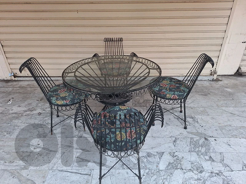 ferforje dining suite designed by Mathieu Matégot circa 1950.