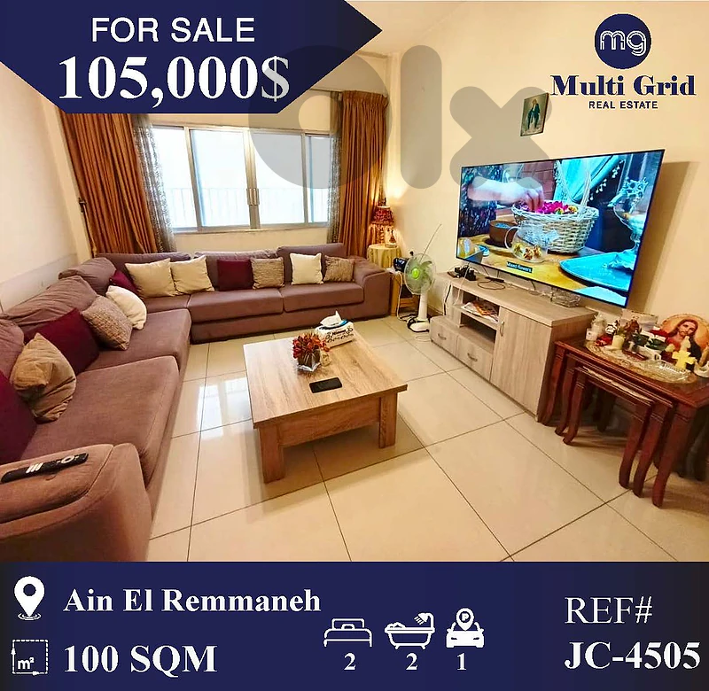 JC-4505 apartment for sale in Ain El Remmaneh شقة في عين الرمانة