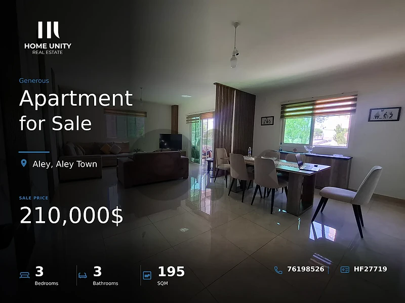 3-bedrooms Apartment for Sale , located in Aley Town , Aley
