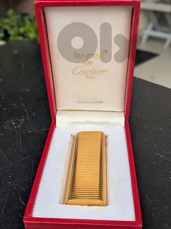 Vintage "Les Must de Cartier" Gold-Plated Oval Gas Lighter (With Box)