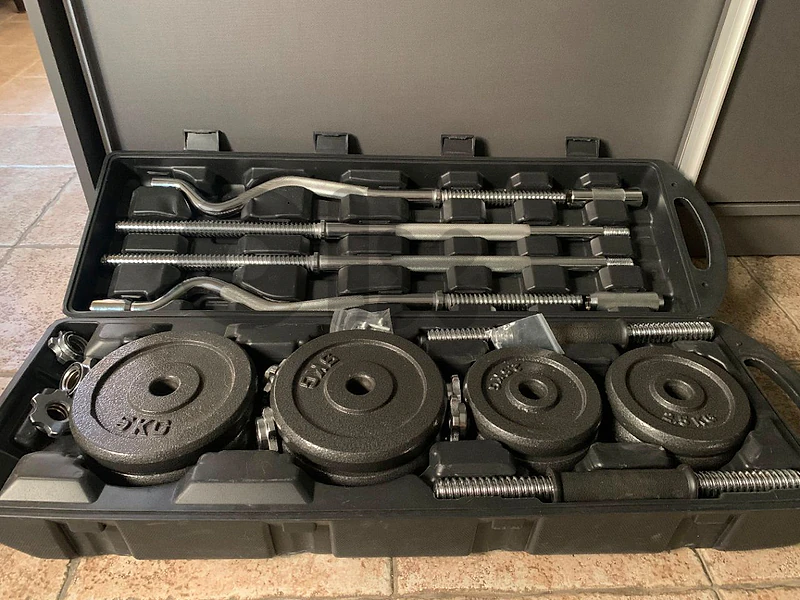 55KG cast iron Dumbbell and barbell set with case
