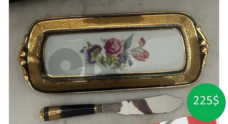 Rare Plat à Cake et Pelle Assortie en Porcelaine de Limoges