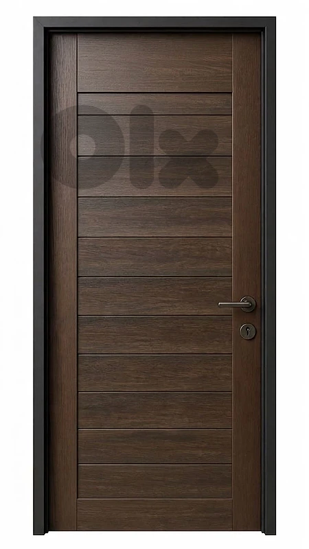 Modern Dark Walnut Horizontal Slatted Door
