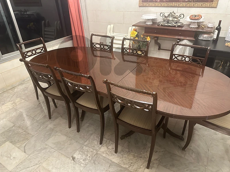 Dining table + 8 chairs