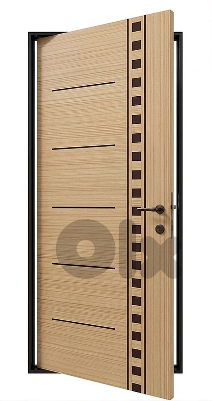 Modern Light Oak Door with Vertical Mosaic Border