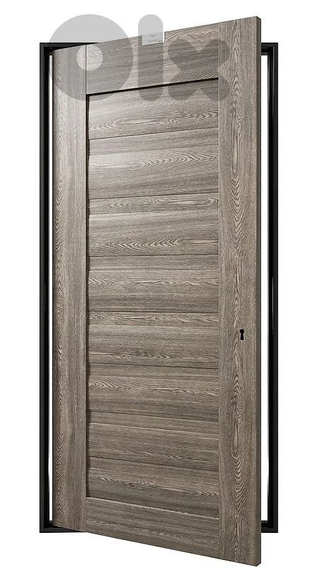 Modern Grey Ash Horizontal Slatted Door