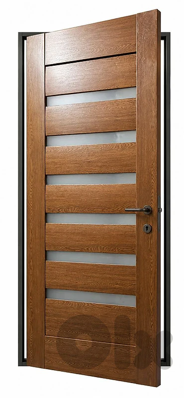 Modern Oak Door with Frosted Glass Panels
