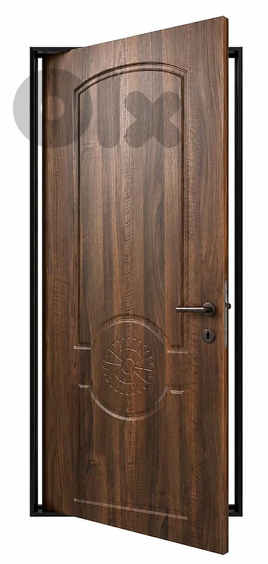 Classic Dark Walnut Door with Floral Rosette Carving