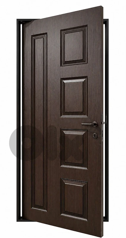 Modern Espresso Black Wood Asymmetric Molded Door