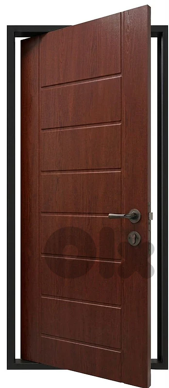 Modern Dark Cherry Horizontal Grooved Door