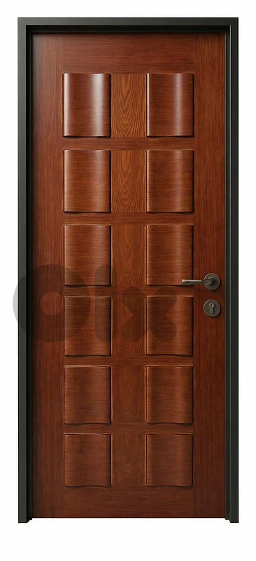 Modern Warm Mahogany Door with 3D Curved Panels