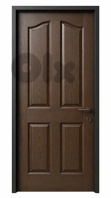 Classic Dark Walnut 4-Panel Arched Door