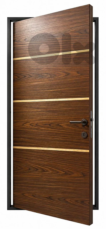 Modern Rosewood Door with Light Inlay Strips