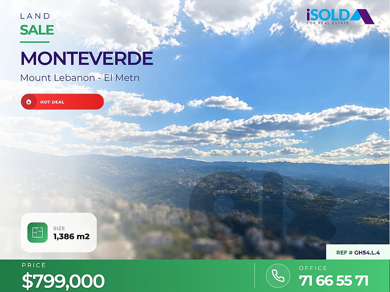 A hot deal 1386 m2 land for sale in Monteverde