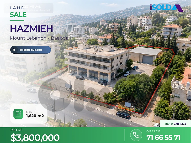 A 1620 m2 land with an existing building for sale in Hazmieh