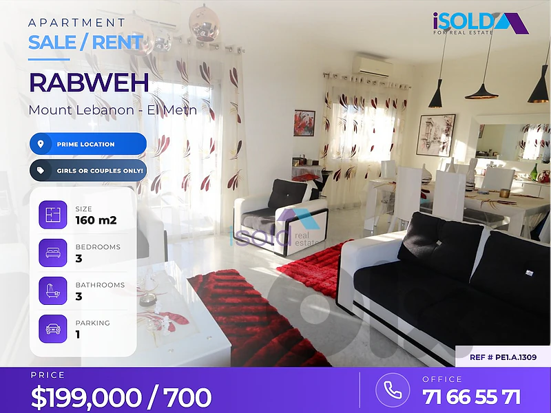 Furnished 160m2+sea view 4sale Antelias /Rabieh (near Serhal hospital) Furnished 160m2+sea view 4sale Antelias /Rabieh (near Serhal hospital)