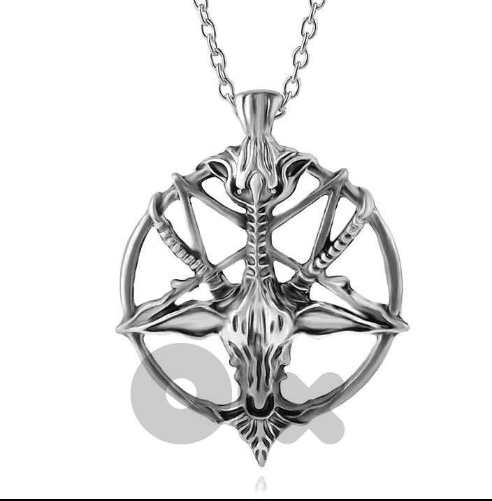 Gothic Baphomet Pentagram Necklace – Black or Silver - unisex