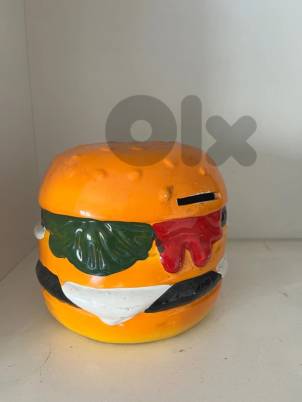 Tirelire vintage Hamburger années 80 en céramique