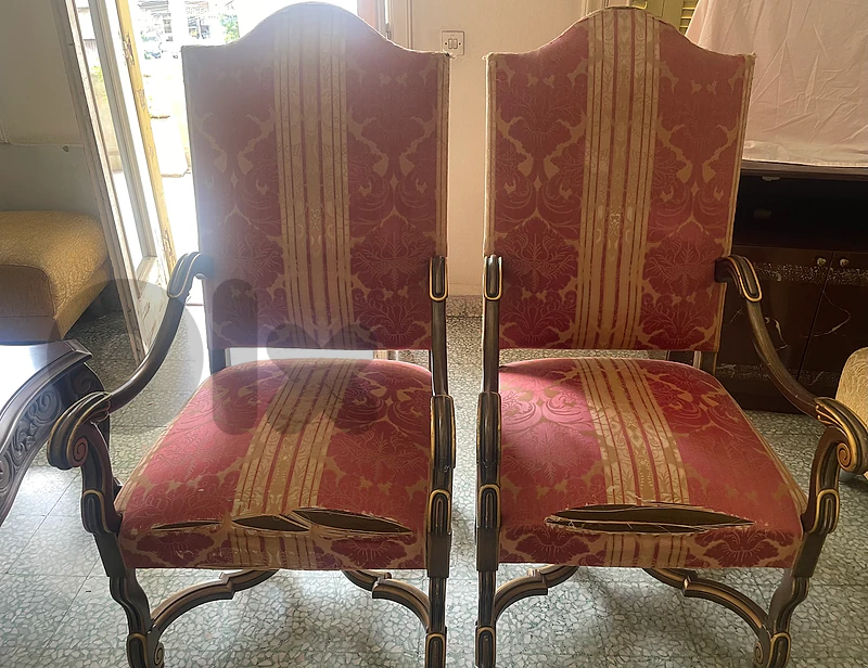 carved wooden bergere
