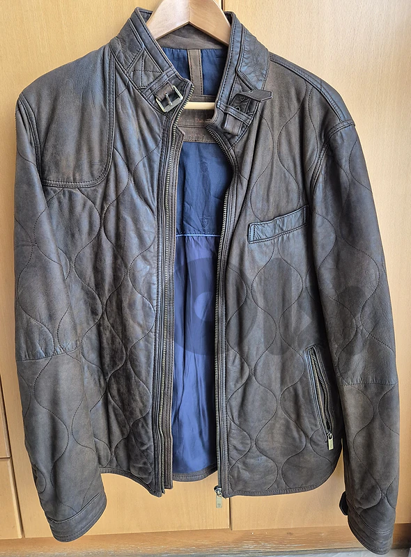 MASSIMO DUTTI Genuine Leather Jacket Brown Size 50 NEW