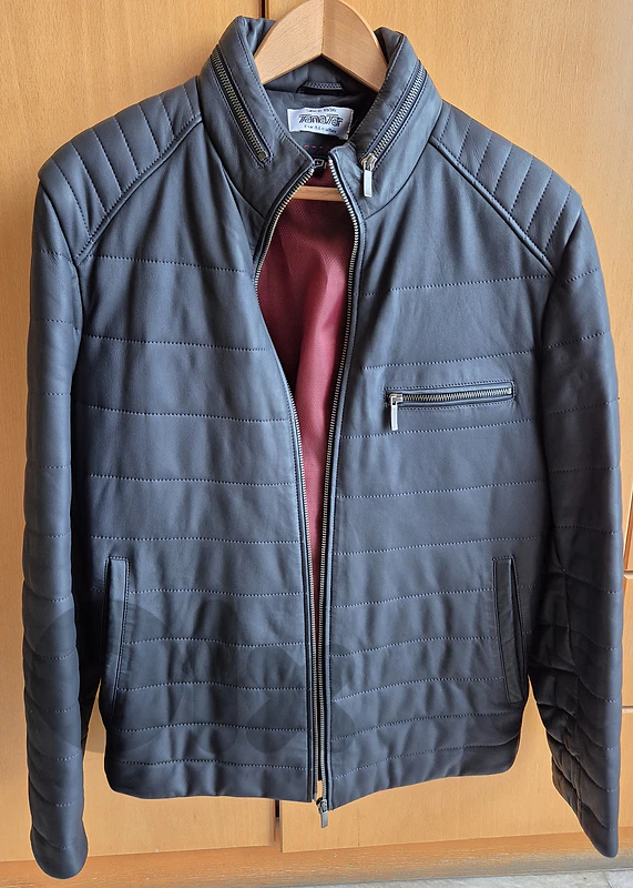 Genuine Leather Jacket Blue Size 50 NEW