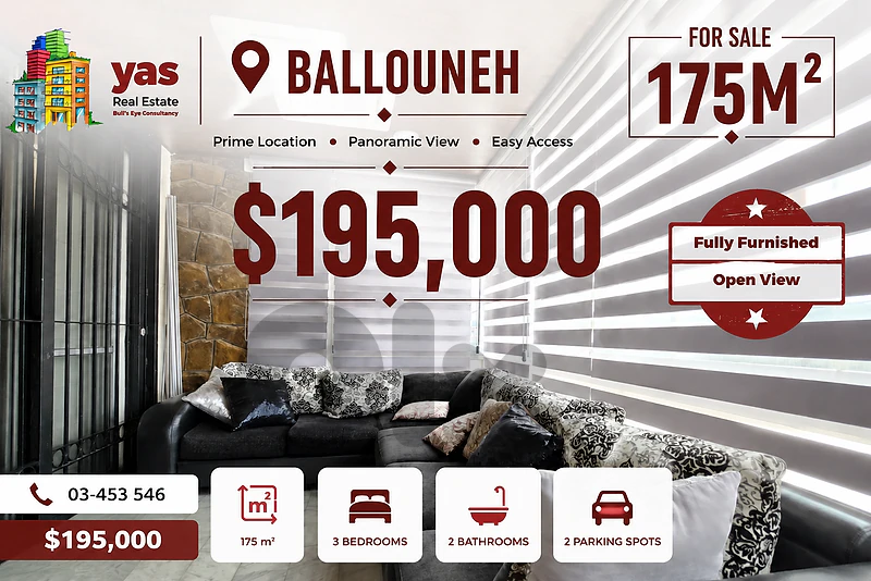Ballouneh 175m2 | Furnished | Prime Location | Open View | TO
