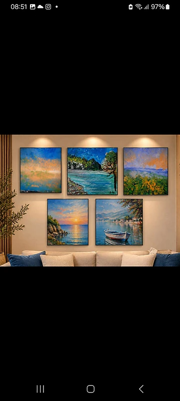 رسم زيتي على القماش يدويه