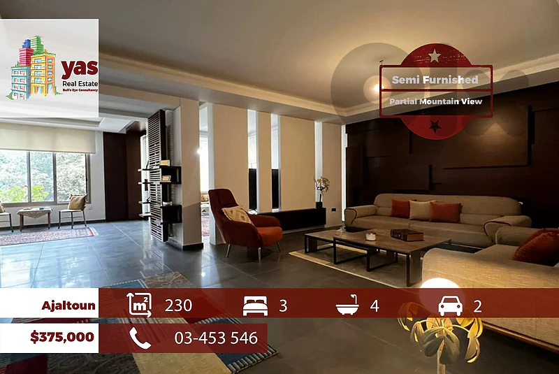 Ajaltoun 230m2 | Semi Furnished | [Partial View | High End  | KS