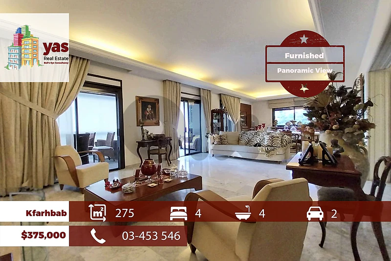 Kfarhbab 275m2 | Prime Location| Furnished/Equipped | Panoramic View|I