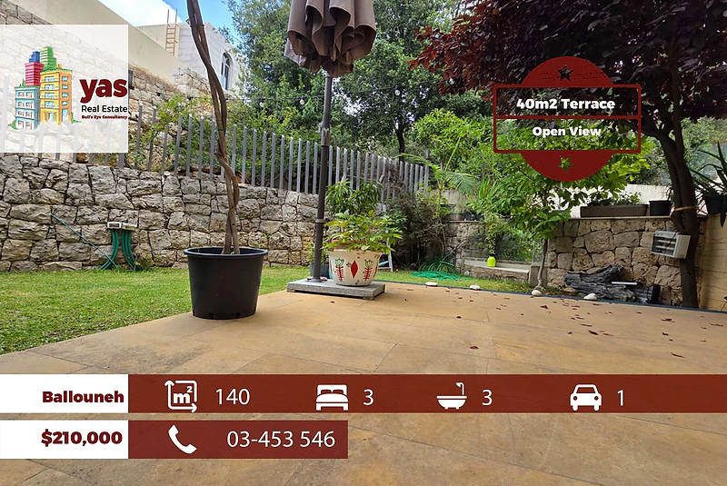 Ballouneh 140m2 | 40m2 Terrace | Prime Location | Open VIew | TO