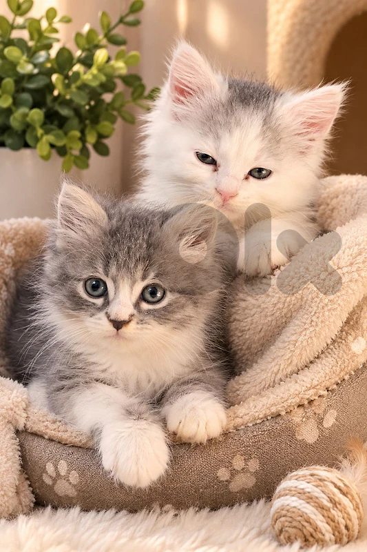 Adorable Fluffy British Kittens – White & Grey