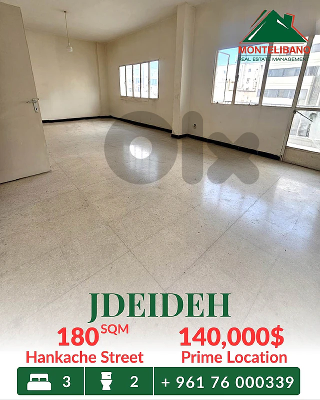 180 sqm Apartment For Sale in Jdeideh " Hankache Street "