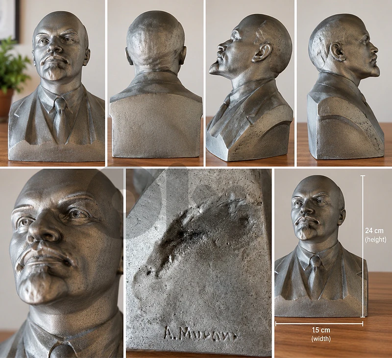 Rare Vintage Lenin Bust – Signed Sculpture – 24 cm – Collectors’ Piece