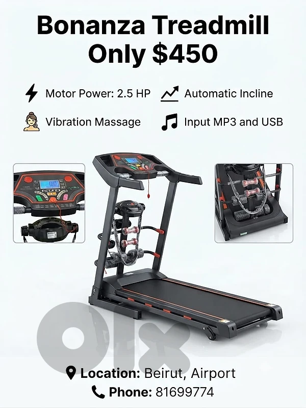 2.5hp bonanza , automatic incline, vibration massage,aux