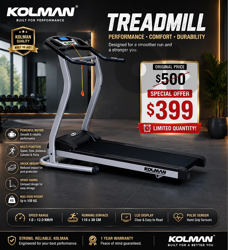 Kolman Treadmill 2HP كفالة شركة