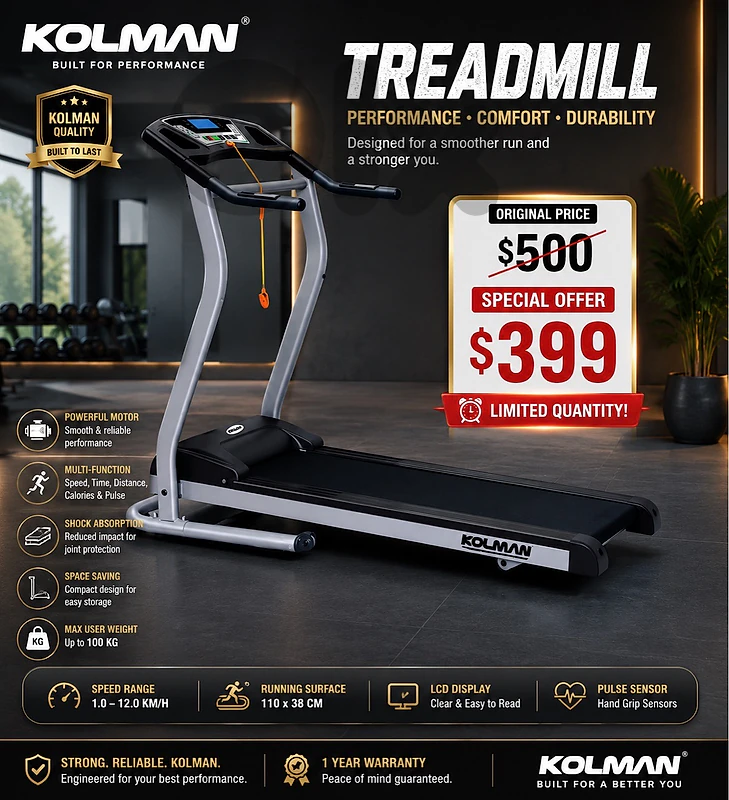 Kolman Treadmill 2HP كفالة شركة