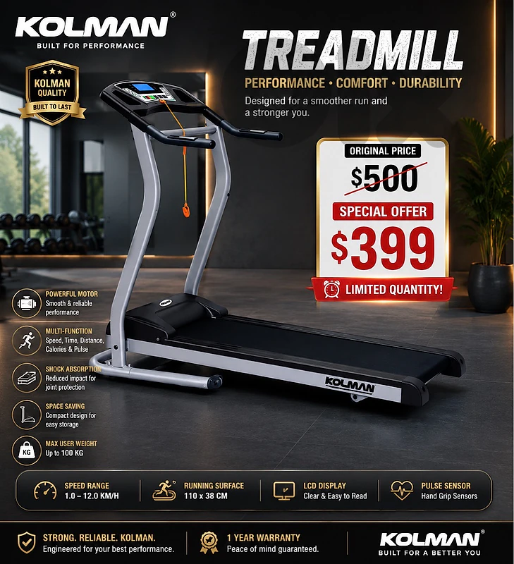 Kolman Treadmill 2HP كفالة شركة Kolman Treadmill 2HP كفالة شركة