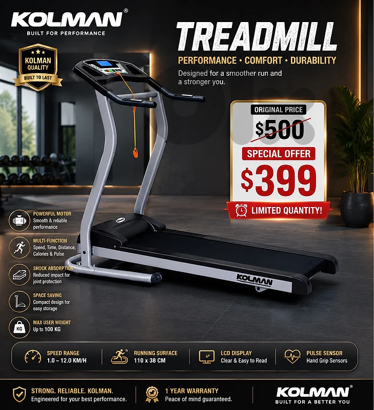 Kolman Treadmill-2HP كفالة شركة Kolman Treadmill-2HP كفالة شركة