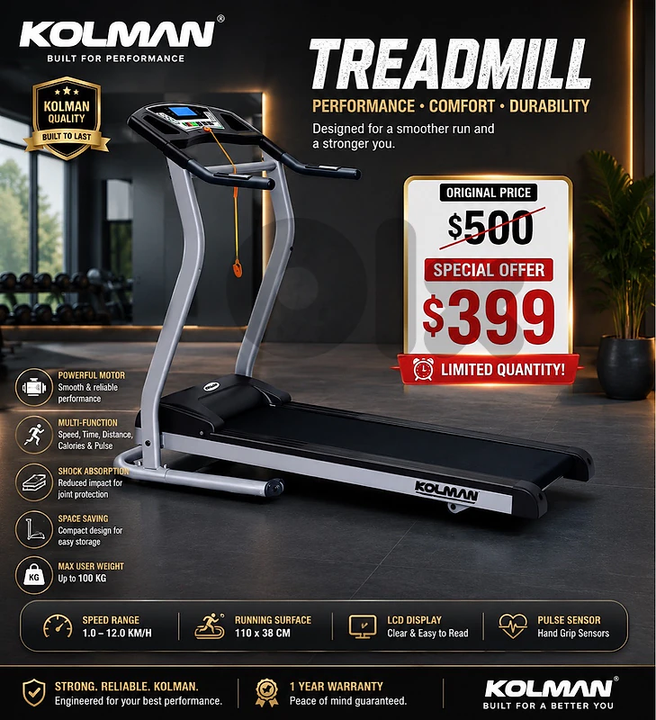 Kolman Treadmill-2HP كفالة شركة