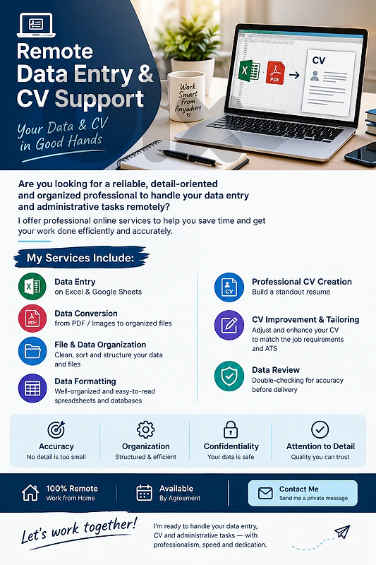 💻 Remote Data Entry & CV Support