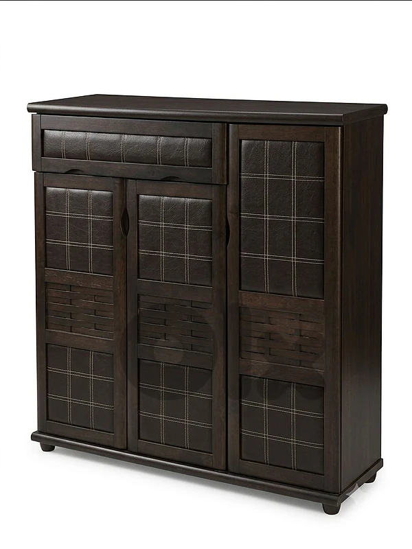 Modern Dark Wood Shoe Cabinet